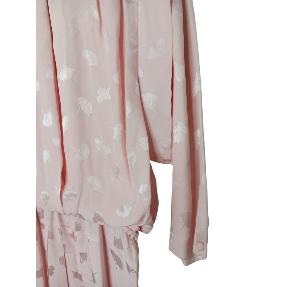 Vintage Nordstrom POV 100% Silk Pink Floral Midi Dress Sz 4 Romantic Cottagecore - Picture 7 of 16
